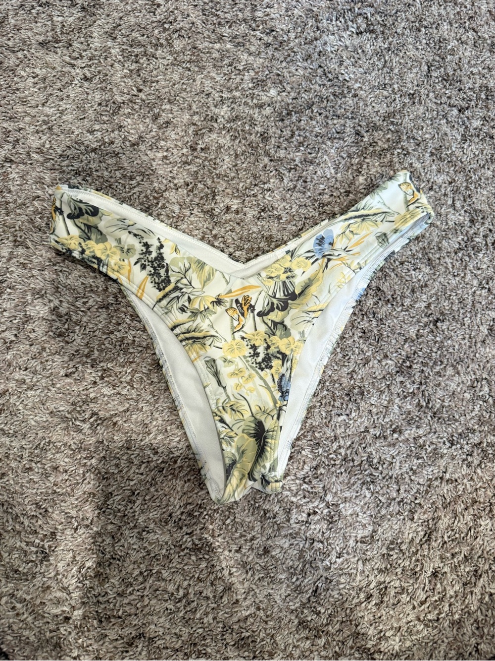 Abercrombie and Fitch Floral Green Yellow V‑Front Bikini Bottom High Rise